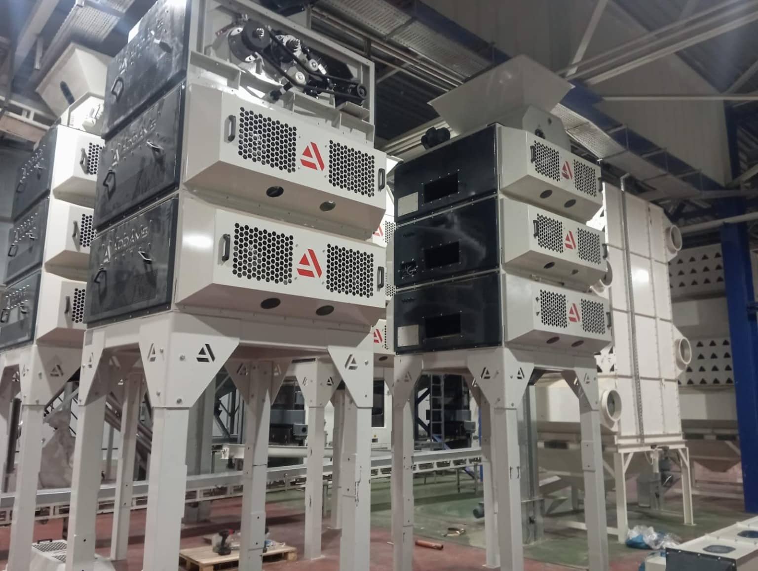 Several ADDAMS modular processing machines assembled in the production workshop